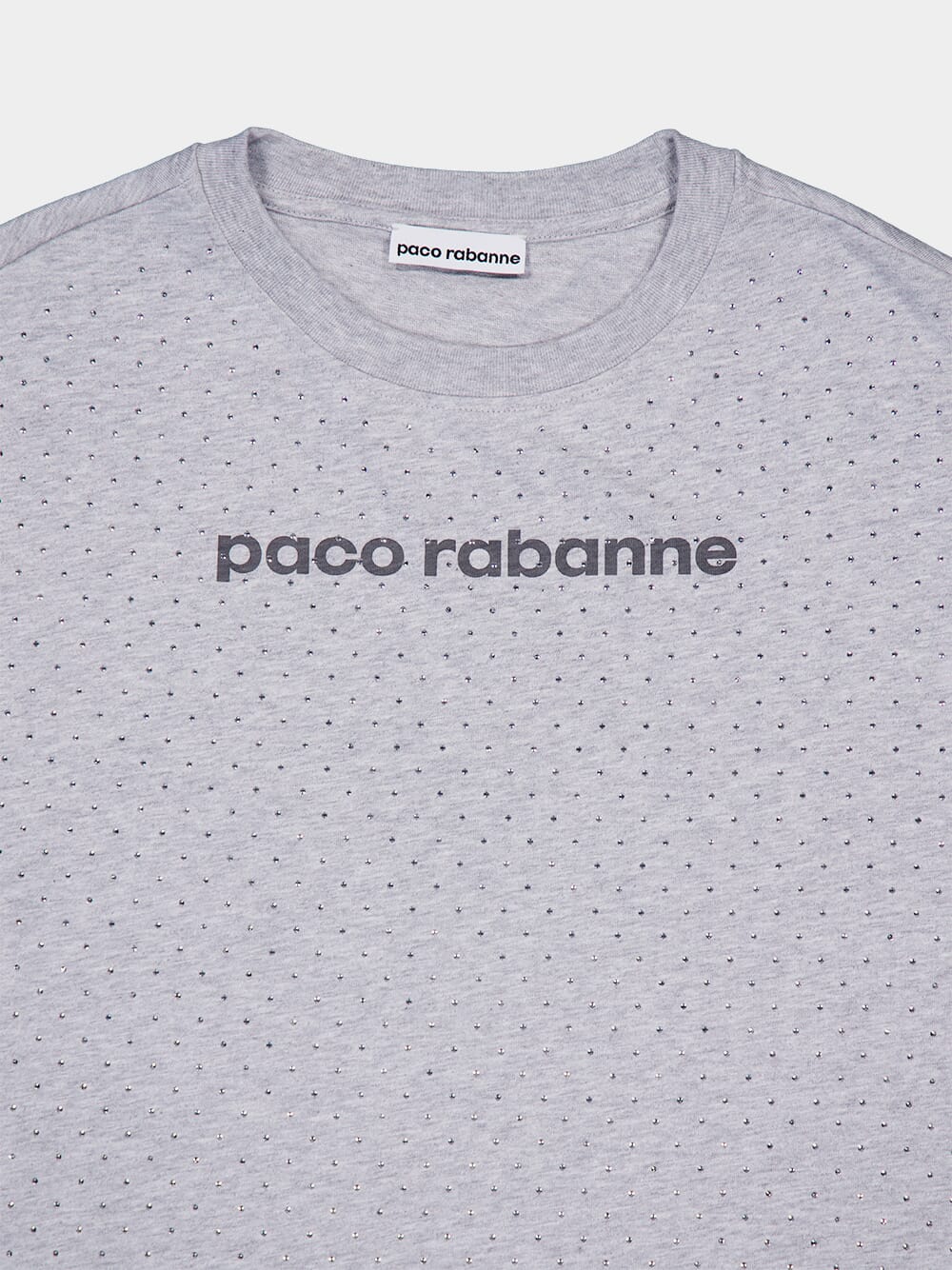 RabanneLogo-Print Rhinestone T-Shirt at Fashion Clinic