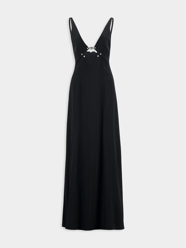 RabannePearl-Detailed Black Maxi Dress at Fashion Clinic