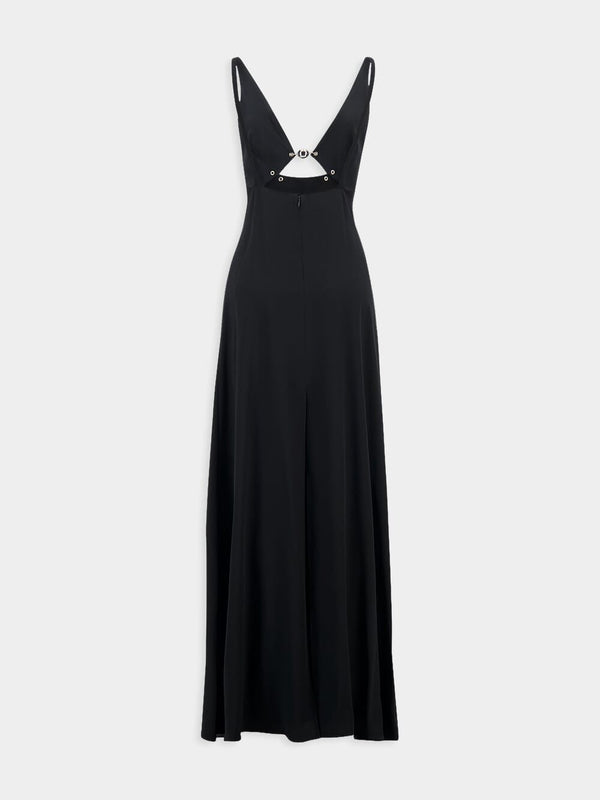 RabannePearl-Detailed Black Maxi Dress at Fashion Clinic