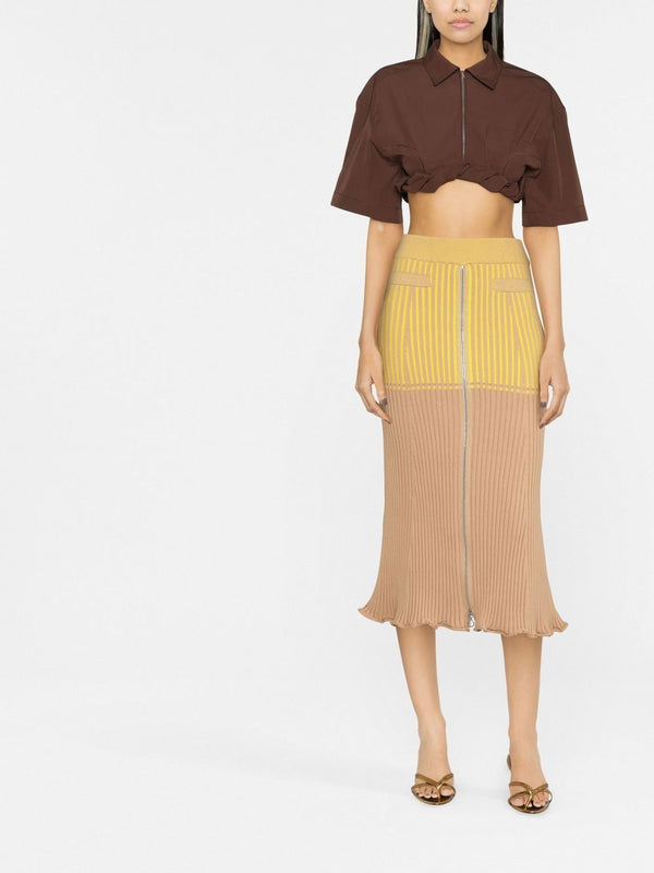 RabanneRibbed Midi Skirt at Fashion Clinic