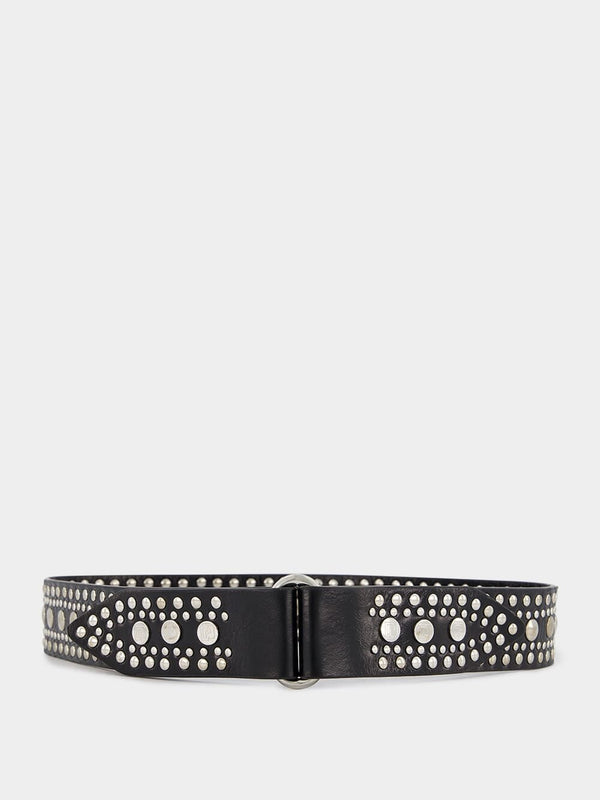 RabanneRivet-Detail Stud-Embellished Leather Belt at Fashion Clinic