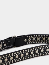 RabanneRivet-Detail Stud-Embellished Leather Belt at Fashion Clinic