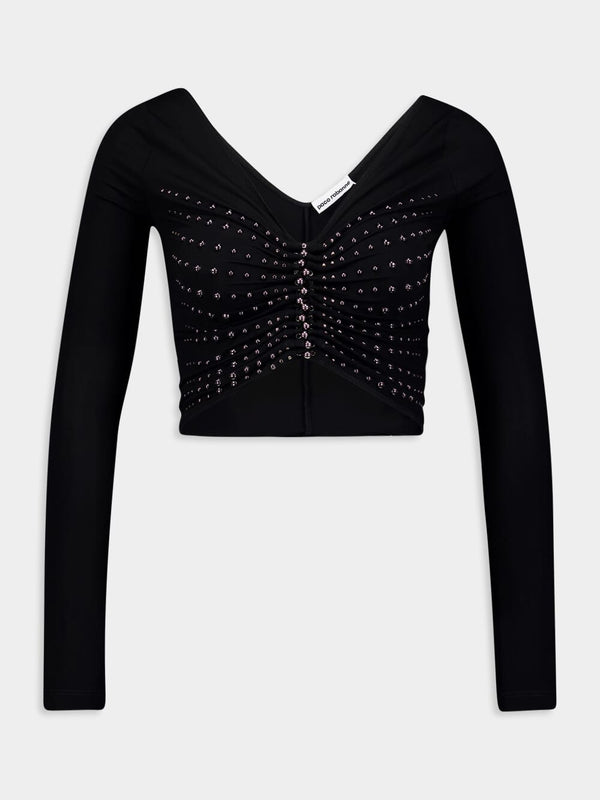 RabanneStud-Embellished Cropped Top at Fashion Clinic