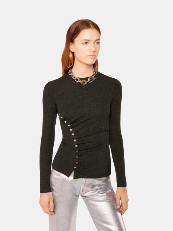 RabanneStud-Embellished Draped Knitted Top at Fashion Clinic