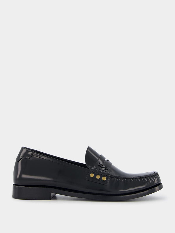 Saint LaurentAlmond-Toe Leather Loafers at Fashion Clinic