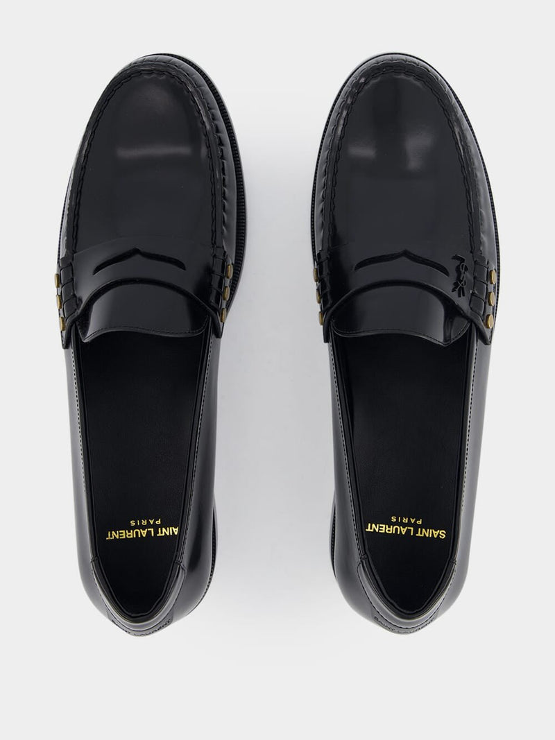 Saint LaurentAlmond-Toe Leather Loafers at Fashion Clinic
