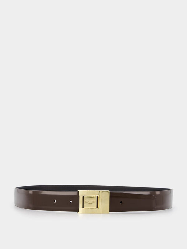 Saint LaurentBuckle Belt In Brushed Leather at Fashion Clinic
