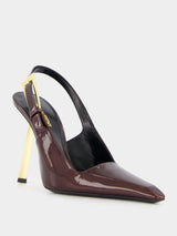 Saint LaurentLee Brown Patent Slingback Heels at Fashion Clinic