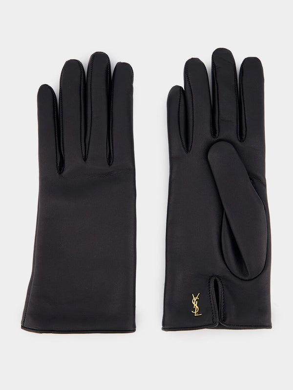 Saint LaurentLogo-Detail Leather Gloves at Fashion Clinic