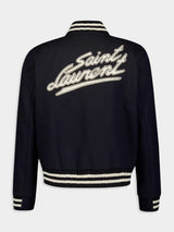 Saint LaurentLogo-Embroidered Wool Jacket at Fashion Clinic