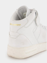 Saint LaurentMid-Top Laced Lax Sneakers In Washed-Out Effect Leather at Fashion Clinic