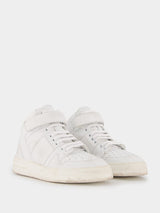 Saint LaurentMid-Top Laced Lax Sneakers In Washed-Out Effect Leather at Fashion Clinic