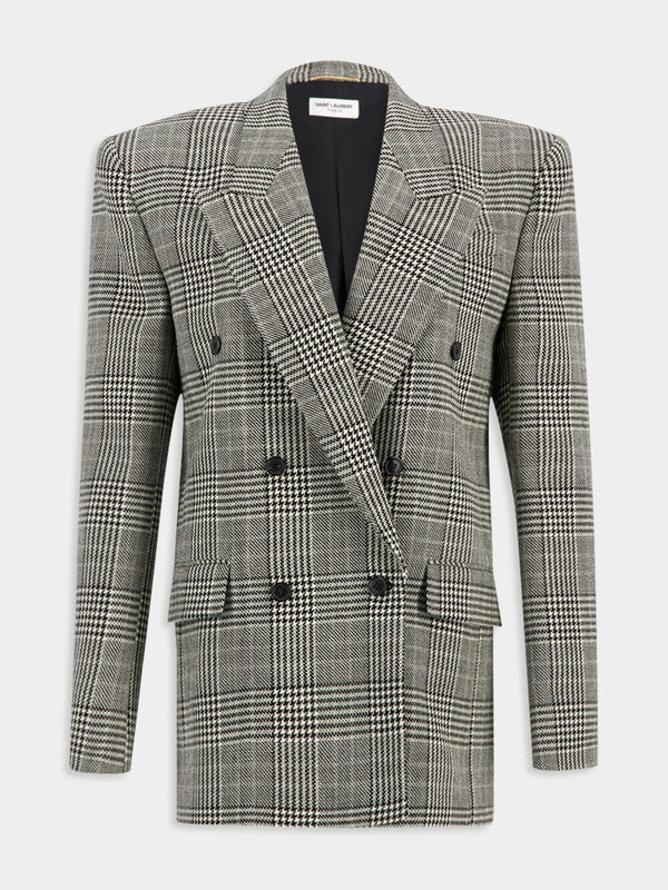 Saint LaurentOversized Jacket In Prince Of Wales Wool at Fashion Clinic