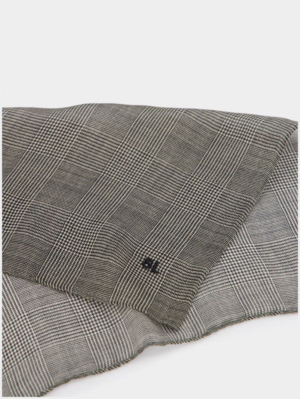 Saint LaurentPocket Square Scarf In Prince Of Wales Silk Charmeuse at Fashion Clinic
