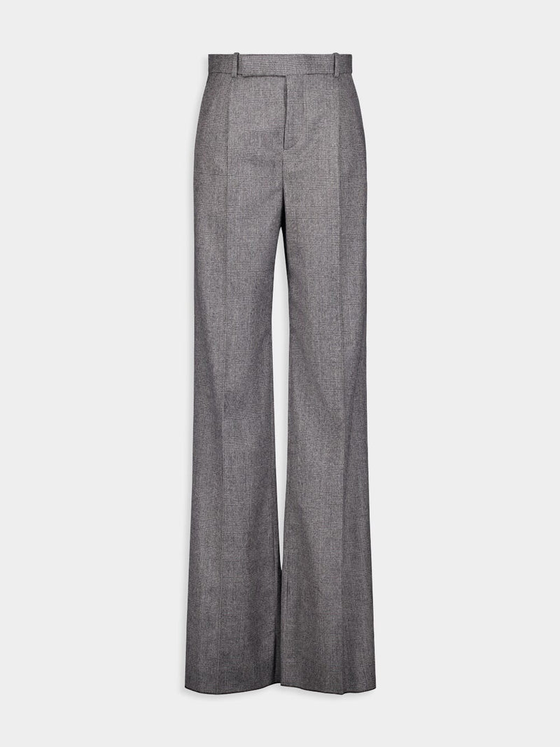 Saint LaurentPrince Of Wales Flannel Flared Trousers at Fashion Clinic