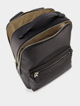 SantoniBlack Leather Backpack at Fashion Clinic