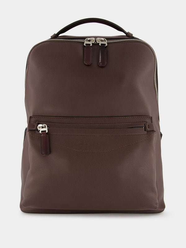 SantoniBrown Leather Backpack at Fashion Clinic