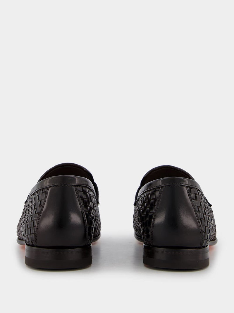 SantoniBrown Woven Leather Loafers at Fashion Clinic