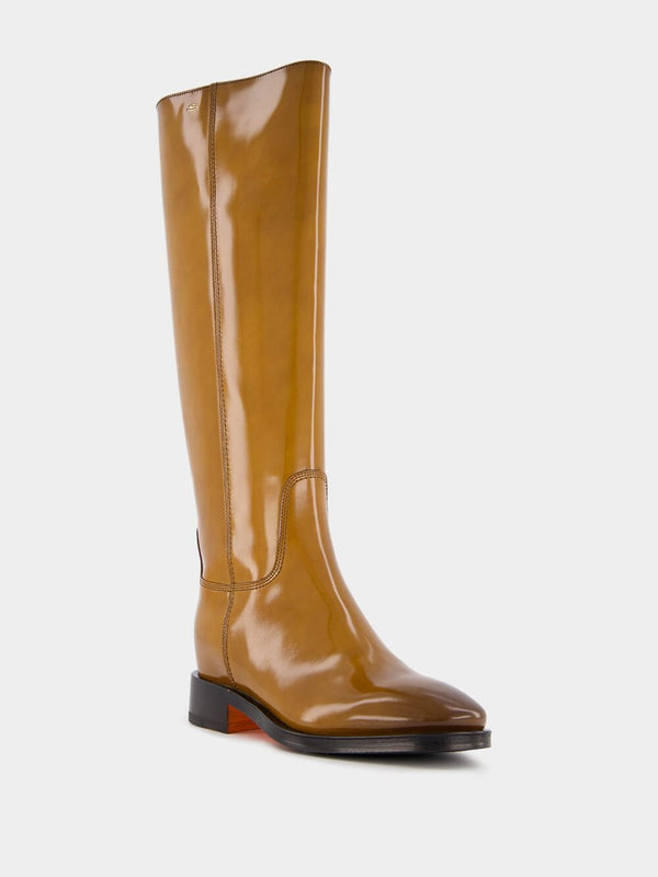 SantoniCamel Leather Knee-High Boots at Fashion Clinic