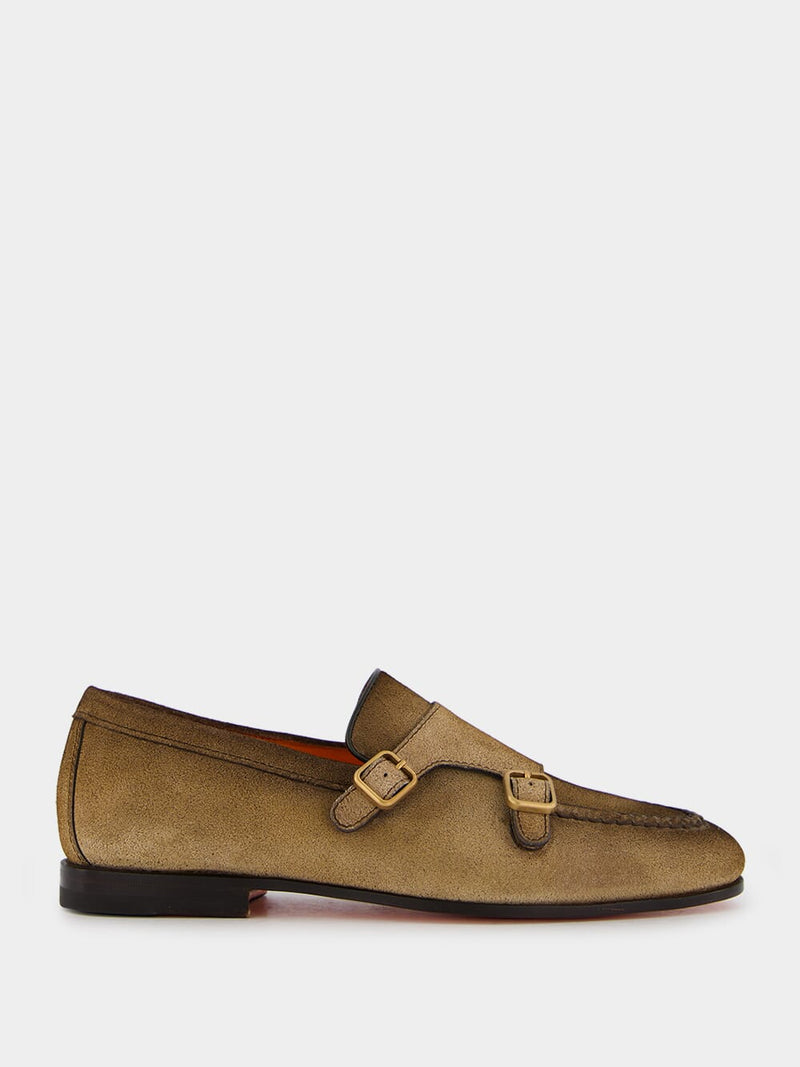 SantoniDouble-Buckle Suede Loafers at Fashion Clinic