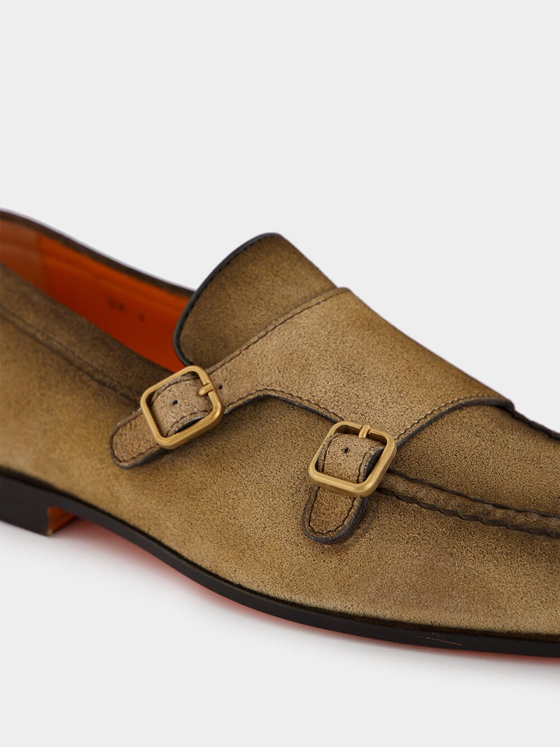 SantoniDouble-Buckle Suede Loafers at Fashion Clinic