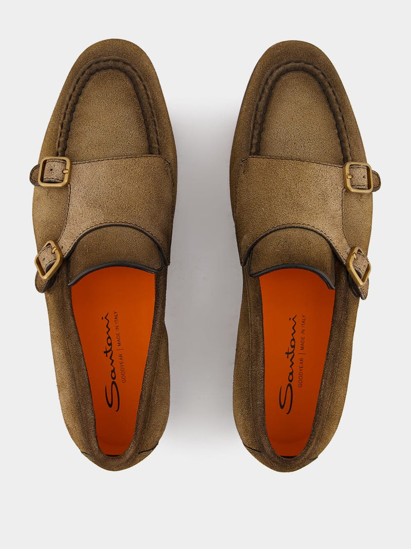 SantoniDouble-Buckle Suede Loafers at Fashion Clinic