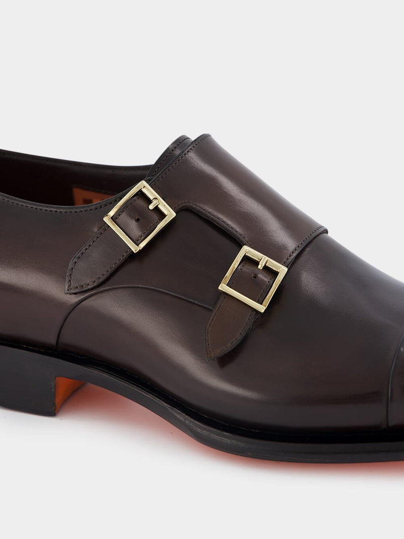 SantoniLeather double-buckle shoes at Fashion Clinic