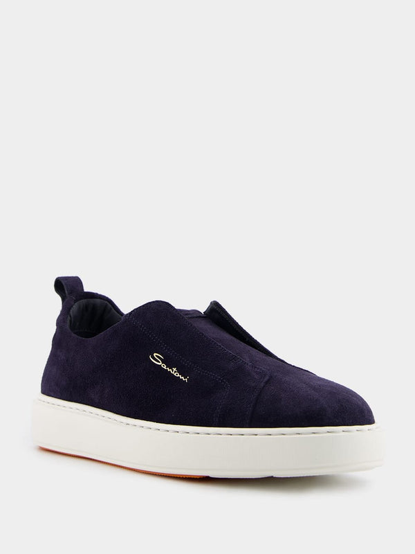 SantoniNavy Slip-On Suede Sneakers at Fashion Clinic