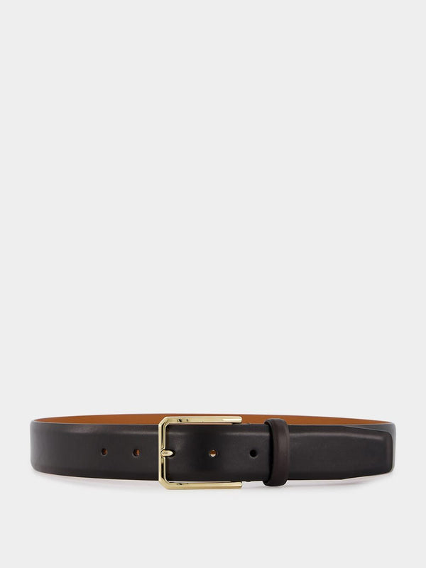 SantoniPolished Brown Leather Belt at Fashion Clinic