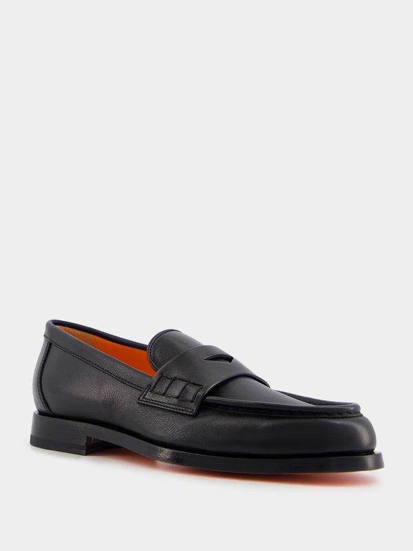 SantoniSleek Black Leather Loafers at Fashion Clinic