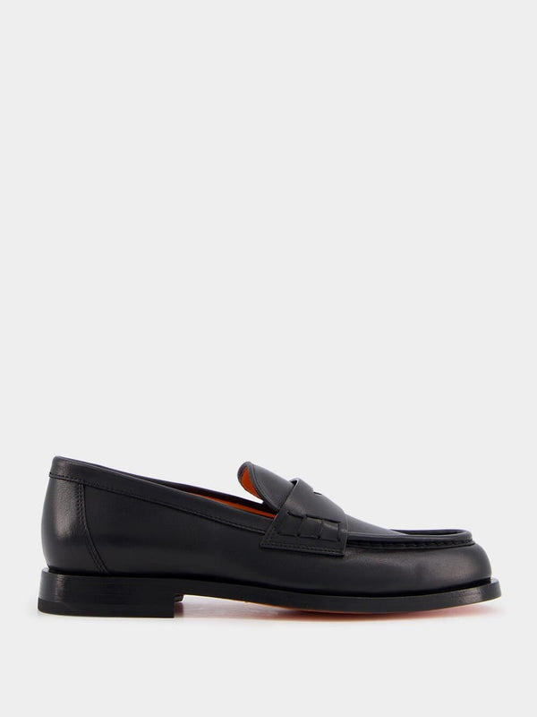 SantoniSleek Black Leather Loafers at Fashion Clinic
