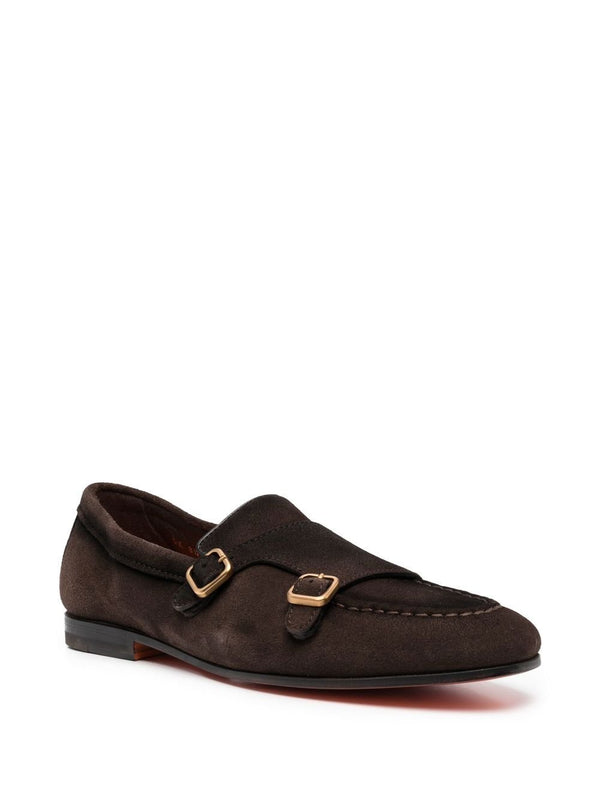 SantoniSuede Double-Buckle Loafer at Fashion Clinic