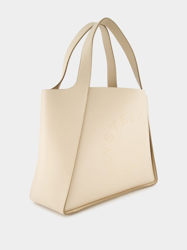 Stella McCartneyLogo Studded Grainy Alter Mat Cream Tote Bag at Fashion Clinic