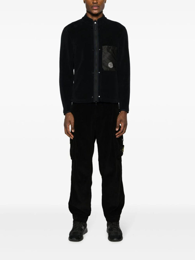 Stone IslandWater-Repellent Blue Stand-Up Colar Jacket at Fashion Clinic