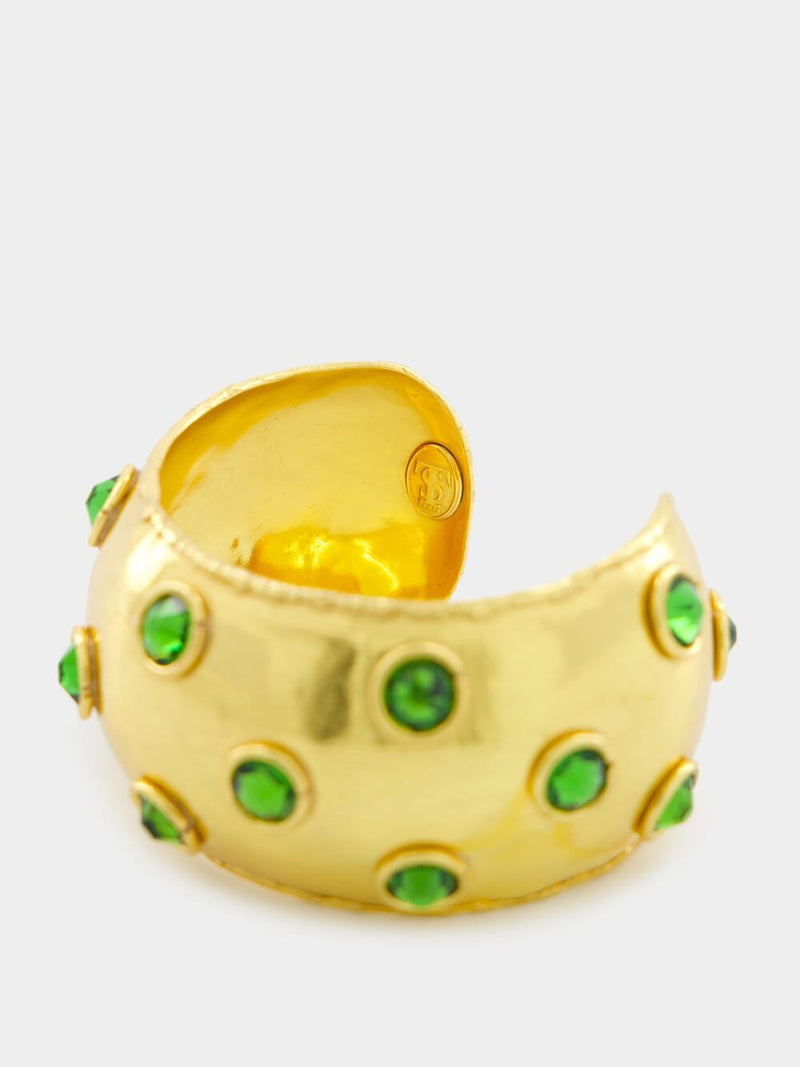 Sylvia ToledanoEmerald-Dotted Gold Cuff at Fashion Clinic