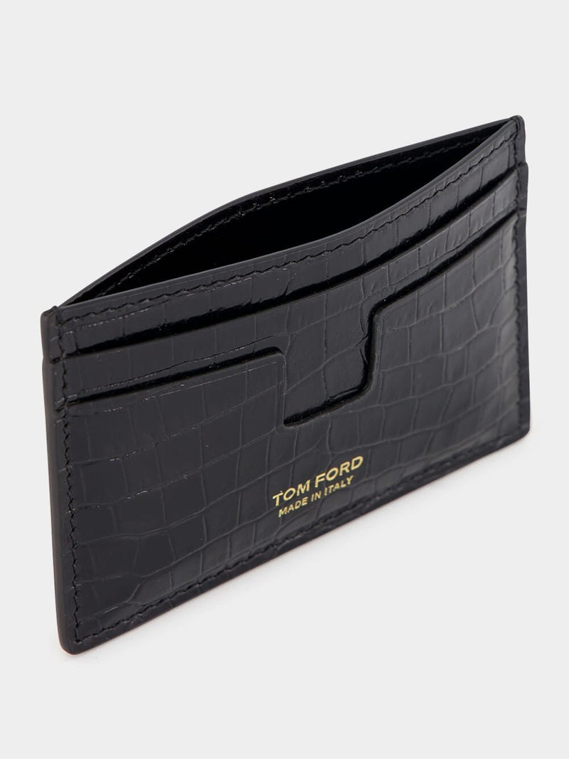 Tom FordCroc-Embossed Black Cardholder at Fashion Clinic