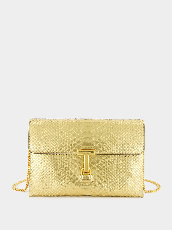 Tom FordGolden Snakeskin-Effect Clutch at Fashion Clinic