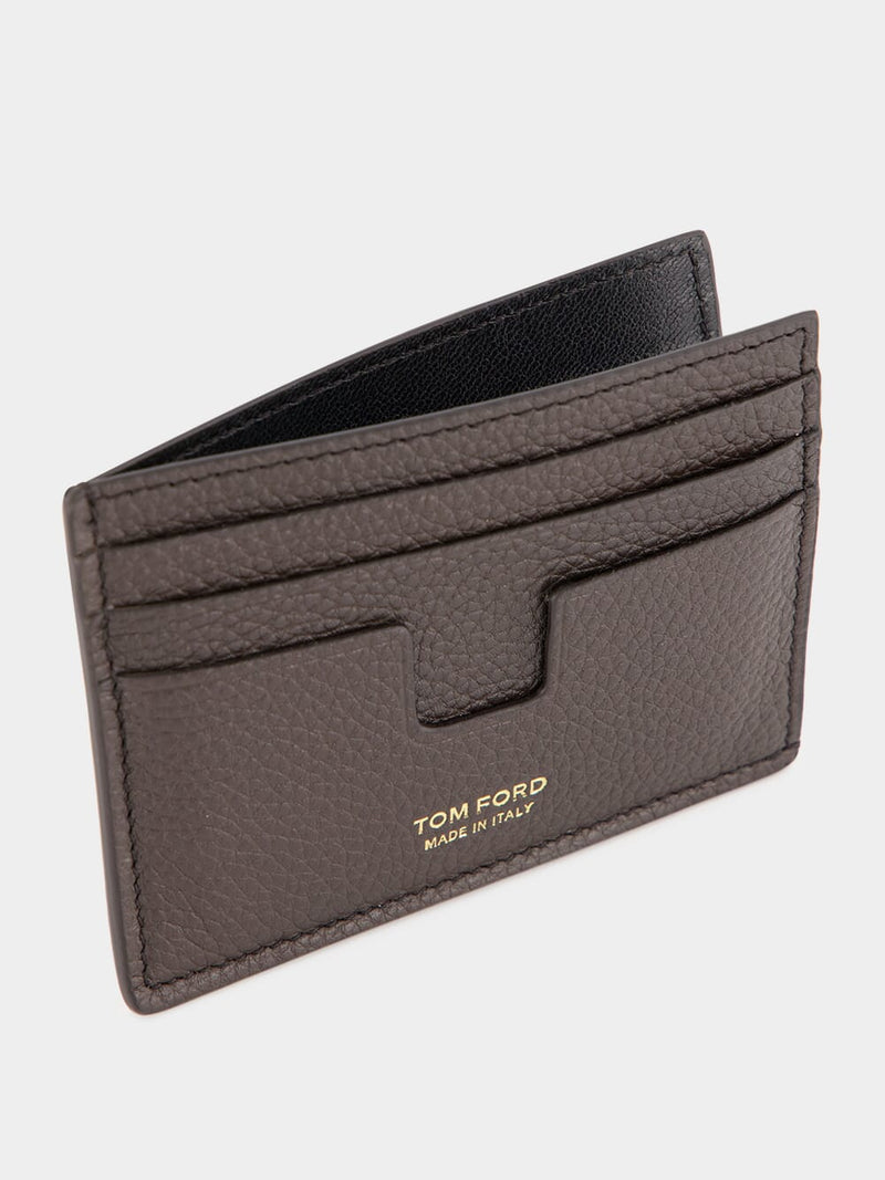 Tom FordGrained-Leather Brown Card Holder at Fashion Clinic