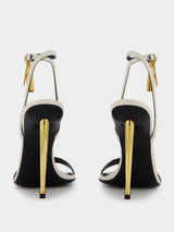 Tom FordShiny Leather Padlock White Sandals at Fashion Clinic