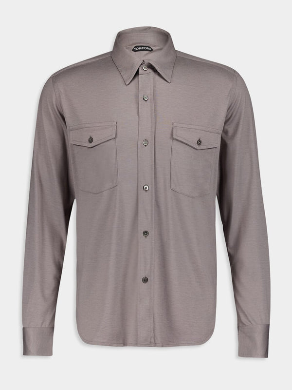 Tom FordSilk-Cotton Blend Grey Shirt at Fashion Clinic