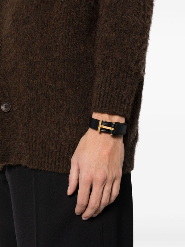 Tom FordT-Shaped Hinge Detail Leather Bracelet at Fashion Clinic