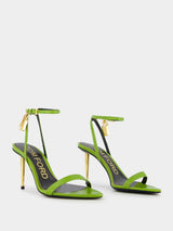Tom FordVibrant Green Stiletto Padlock Sandals at Fashion Clinic