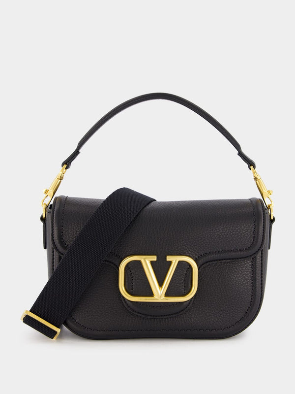 Valentino GaravaniAlltime Grainy Calfskin Black Shoulder Bag at Fashion Clinic