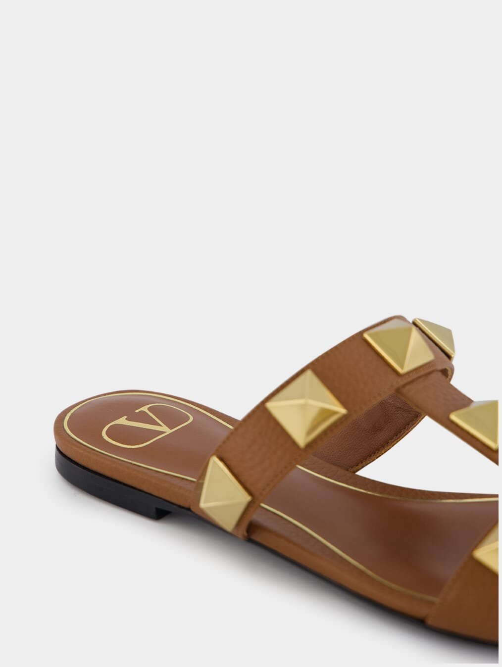 Valentino GaravaniFlat Roman Stud Calfskin Slide Sandal at Fashion Clinic