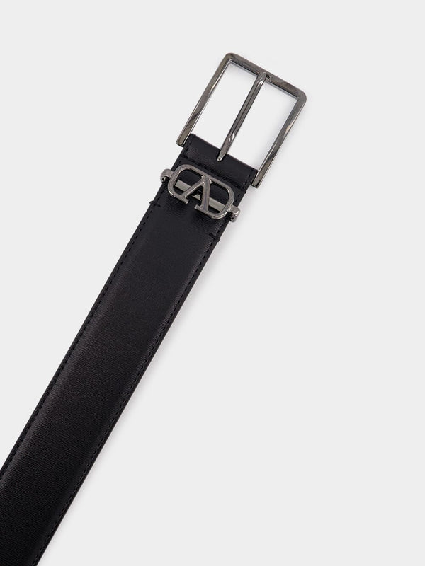 Valentino GaravaniMini VLogo Black Calfskin Belt 35mm at Fashion Clinic
