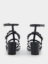 Valentino GaravaniRockstud Calfskin Ankle Strap Sandals at Fashion Clinic
