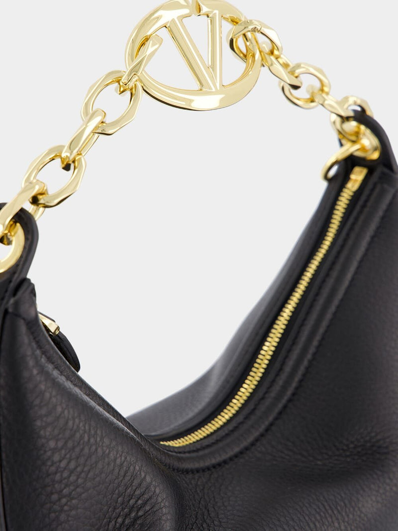Valentino GaravaniSmall Vlogo Moon Leather Hobo Bag With Chain at Fashion Clinic