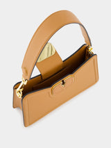 Valentino GaravaniVlogo Brown Grainy Leather Shoulder Bag at Fashion Clinic