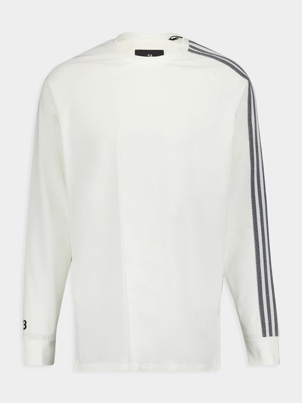 Y-3White Striped Long-Sleeve Top at Fashion Clinic