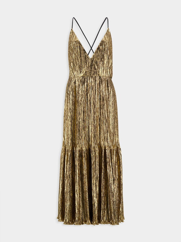 Zeus+DioneAstro Gilded Pleated Midi Dress at Fashion Clinic